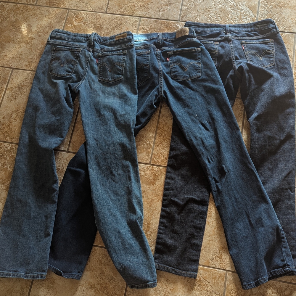 Levi's Blue Straight Leg Jeans all 3 for 45.00